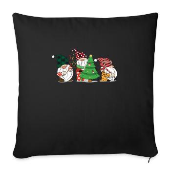 Three Gnomes Buffalo Plaid Red Christmas Gnomies - Sofa pillowcase 17,3'' x 17,3'' (45 x 45 cm) - black - Front