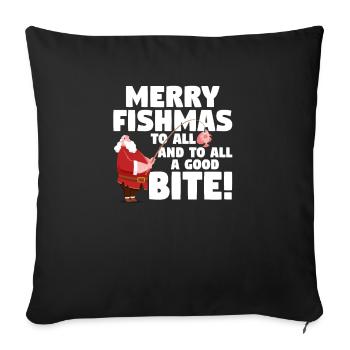 Joyeux poissonmas à tous et bonne bouchée - Housse de coussin décorative 45 x 45 cm - noir - Devant