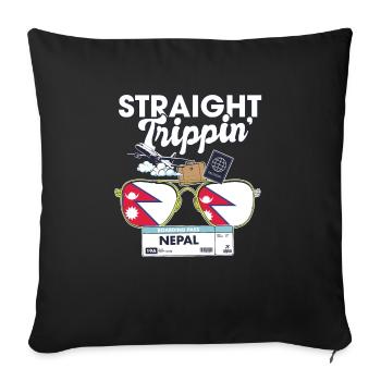 Straight Trippin' Nepal Vacation Tour Travel Trip - Housse de coussin décorative 45 x 45 cm - noir - Devant