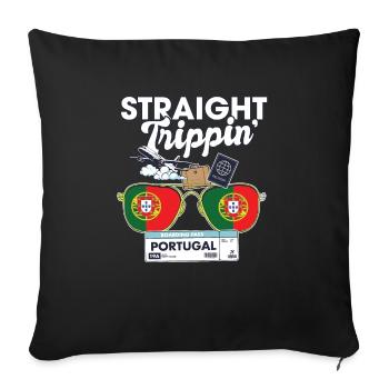 Straight Trippin' Portugal Vacation Tour Voyage - Housse de coussin décorative 45 x 45 cm - noir - Devant