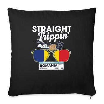Straight Trippin' Roumanie Vacation Tour Voyage - Housse de coussin décorative 45 x 45 cm - noir - Devant
