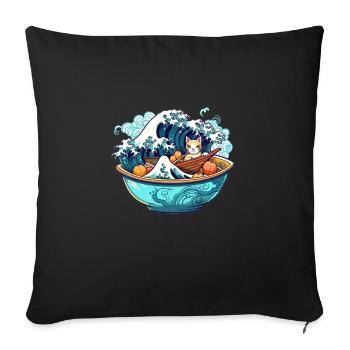 Japanese Ramen Bowl T for Otaku Kawaii Neko - Sofa pillowcase 17,3'' x 17,3'' (45 x 45 cm) - black - Front
