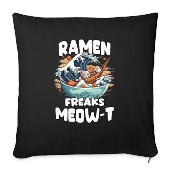 Japanisches Ramen Bowl Kunstwerk für Anime Fans - Sofakissenbezug 45 x 45 cm - Schwarz - Vorne
