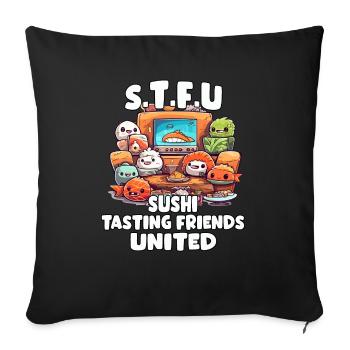 Kawaii sushi anime t shirt for Japan fans. - Sofa pillowcase 17,3'' x 17,3'' (45 x 45 cm) - black - Front