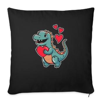 Valentine's Day Dinosaur Heart Funny Animal Love - Sofa pillowcase 17,3'' x 17,3'' (45 x 45 cm) - black - Front