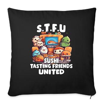 Sushi Otaku T-Shirt for Anime and Japan Fans - Sofa pillowcase 17,3'' x 17,3'' (45 x 45 cm) - black - Front