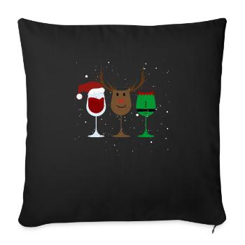 Weinglas Weihnachtsmann Elf Rentier Trinken Cool - Sofakissenbezug 45 x 45 cm - Schwarz - Vorne