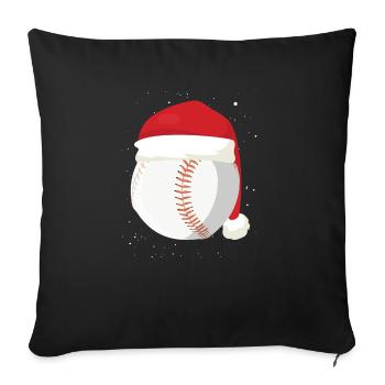 Noël Bal de baseball Chapeau du Père Noël Noël - Housse de coussin décorative 45 x 45 cm - noir - Devant