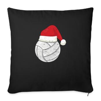Volleyball Bal de Noël Chapeau du Père Noël - Housse de coussin décorative 45 x 45 cm - noir - Devant
