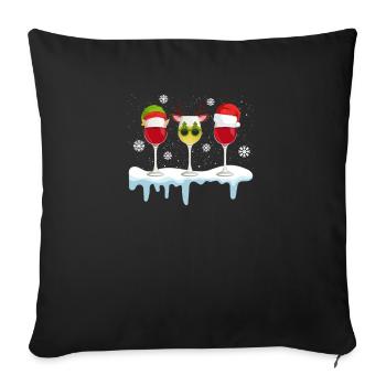 Weinglas Weihnachtsmann Elf Rentier Trinken Cool - Sofakissenbezug 45 x 45 cm - Schwarz - Vorne