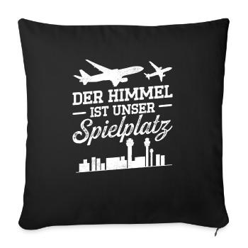 Luftraumkontrolle Für Fluglotsen Flugkontrolleur R - Sofakissenbezug 45 x 45 cm - Schwarz - Vorne