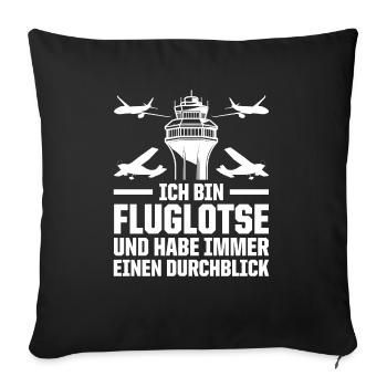Luftraumkontrolle Für Fluglotsen Flugkontrolleur R - Sofakissenbezug 45 x 45 cm - Schwarz - Vorne