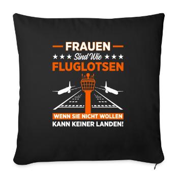 Luftraumkontrolle Für Fluglotsen Flugkontrolleur R - Sofakissenbezug 45 x 45 cm - Schwarz - Vorne