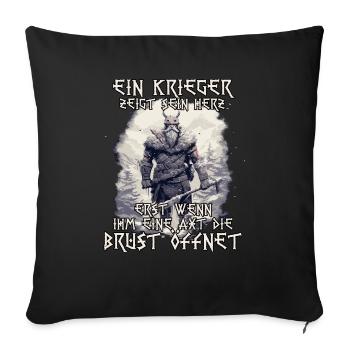 Ragnar Legendärer Krieger Wikinger Nordisch - Sofakissenbezug 45 x 45 cm - Schwarz - Vorne