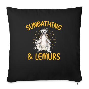 Lemur Catta Ring-tailed lemur - Sofa pillowcase 17,3'' x 17,3'' (45 x 45 cm) - black - Front