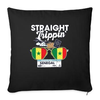 Straight Trippin' Sénégal Vacation Tour Voyage - Housse de coussin décorative 45 x 45 cm - noir - Devant