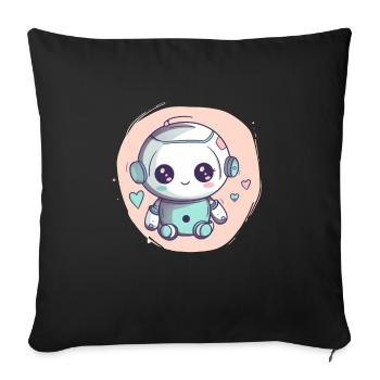 Girl Baby Robot Cute Aesthetic Future Engineer - Sofa pillowcase 17,3'' x 17,3'' (45 x 45 cm) - black - Front