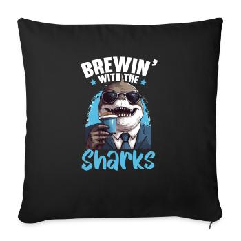 Kaffeehai-Liebhaber Meeresbiologie Koffein-Trinker - Sofakissenbezug 45 x 45 cm - Schwarz - Vorne