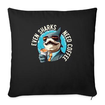 Kaffeehai-Liebhaber Meeresbiologie Koffein-Trinker - Sofakissenbezug 45 x 45 cm - Schwarz - Vorne