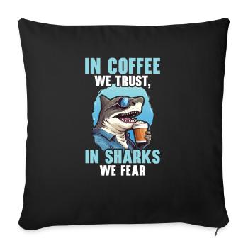 Kaffeehai-Liebhaber Meeresbiologie Koffein-Trinker - Sofakissenbezug 45 x 45 cm - Schwarz - Vorne