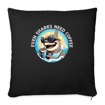 Kaffeehai-Liebhaber Meeresbiologie Koffein-Trinker - Sofakissenbezug 45 x 45 cm - Schwarz - Vorne