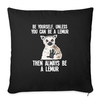 Lemur Catta Ring-tailed lemur - Sofa pillowcase 17,3'' x 17,3'' (45 x 45 cm) - black - Front