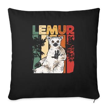 Lemur Catta Ring-tailed lemur - Sofa pillowcase 17,3'' x 17,3'' (45 x 45 cm) - black - Front