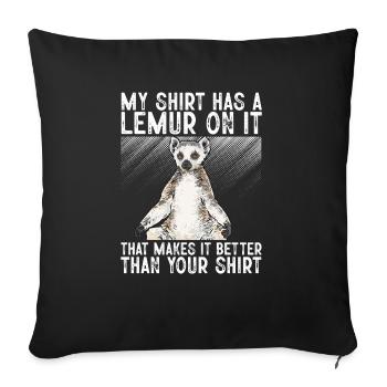 Lemur Catta Ring-tailed lemur - Sofa pillowcase 17,3'' x 17,3'' (45 x 45 cm) - black - Front