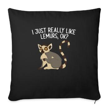 Lemur Catta Ring-tailed lemur - Sofa pillowcase 17,3'' x 17,3'' (45 x 45 cm) - black - Front