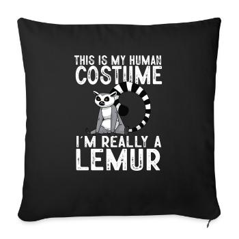 Lemur Catta Ring-tailed lemur - Sofa pillowcase 17,3'' x 17,3'' (45 x 45 cm) - black - Front
