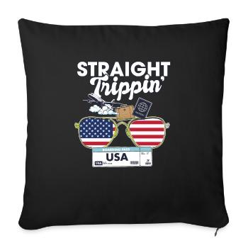 Straight Trippin' Usa Vacation Tour Travel Trip - Housse de coussin décorative 45 x 45 cm - noir - Devant