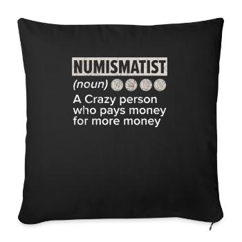 Coin Collector Numismatist Coin Collecting - Sofa pillowcase 17,3'' x 17,3'' (45 x 45 cm) - black - Front
