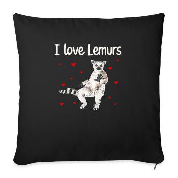 Lemur Catta Ring-tailed lemur - Sofa pillowcase 17,3'' x 17,3'' (45 x 45 cm) - black - Front