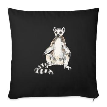 Lemur Catta Ring-tailed lemur - Sofa pillowcase 17,3'' x 17,3'' (45 x 45 cm) - black - Front