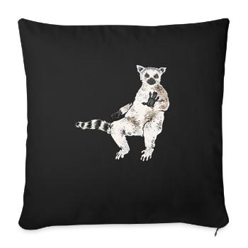 Lemur Catta Ring-tailed lemur - Sofa pillowcase 17,3'' x 17,3'' (45 x 45 cm) - black - Front