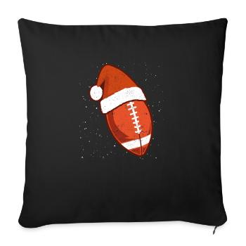 Noël Football Ball Père Noël Chapeau Noël - Housse de coussin décorative 45 x 45 cm - noir - Devant