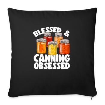 Mise en conserve, mise en conserve, mise en conserve, conservation des aliments - Housse de coussin décorative 45 x 45 cm - noir - Devant