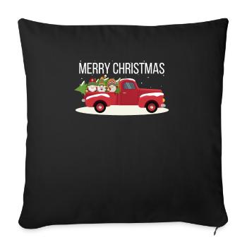 Merry Christmas Tree Three Gnomes Red Truck Xmas - Sofa pillowcase 17,3'' x 17,3'' (45 x 45 cm) - black - Front