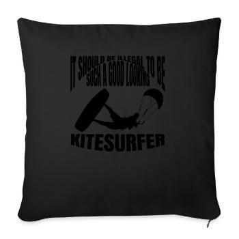 Kitesurfer Windsurfer Kitesurf Planche à voile - Housse de coussin décorative 45 x 45 cm - noir - Devant