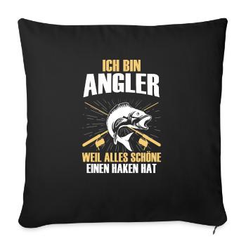 Angeln Fishing Fisher Angelrute Karpfen Rute Fisch - Sofakissenbezug 45 x 45 cm - Schwarz - Vorne