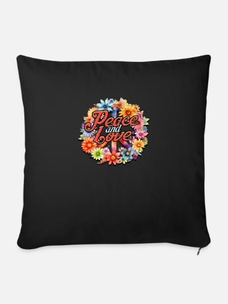 Frieden und Liebe - Harmonie - Sofakissenbezug 45 x 45 cm - Schwarz