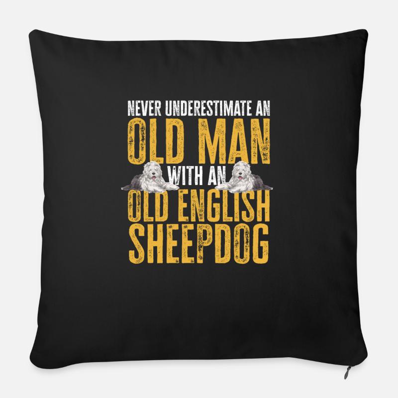 Old English Sheepdog Sheepie Bobtail - Sofakissenbezug 45 x 45 cm - Schwarz