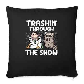 Trashin Through The Snow Garbage Gang Opossum - Sofa pillowcase 17,3'' x 17,3'' (45 x 45 cm) - black - Front
