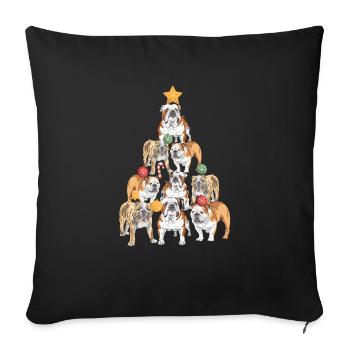 English Bulldog Christmas Tree Dog Christmas - Sofa pillowcase 17,3'' x 17,3'' (45 x 45 cm) - black - Front