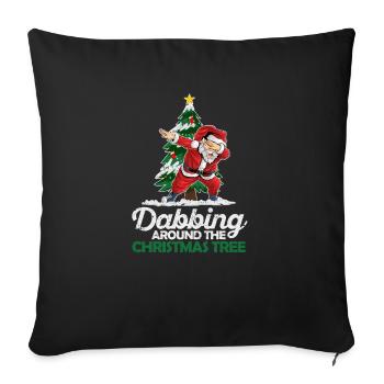 Santa Claus dabs lights around the Christmas tree - Sofa pillowcase 17,3'' x 17,3'' (45 x 45 cm) - black - Front