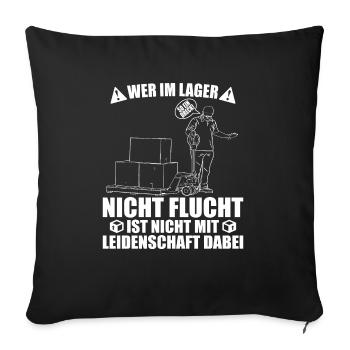 Lager - Wer nicht Flucht ist nicht mit - Sofakissenbezug 45 x 45 cm - Schwarz - Vorne