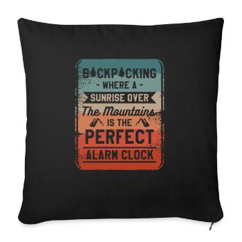 Backpacking Where A Sunrise Over The Mountains - Sofa pillowcase 17,3'' x 17,3'' (45 x 45 cm) - black - Front