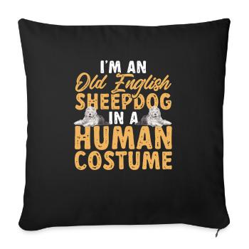 Old English Sheepdog Sheepie Bobtail - Sofa pillowcase 17,3'' x 17,3'' (45 x 45 cm) - black - Front