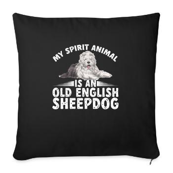 Old English Sheepdog Sheepie Bobtail - Sofa pillowcase 17,3'' x 17,3'' (45 x 45 cm) - black - Front