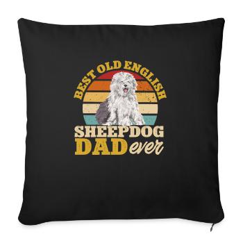 Vieux chien de berger anglais Sheepie Bobtail - Housse de coussin décorative 45 x 45 cm - noir - Devant